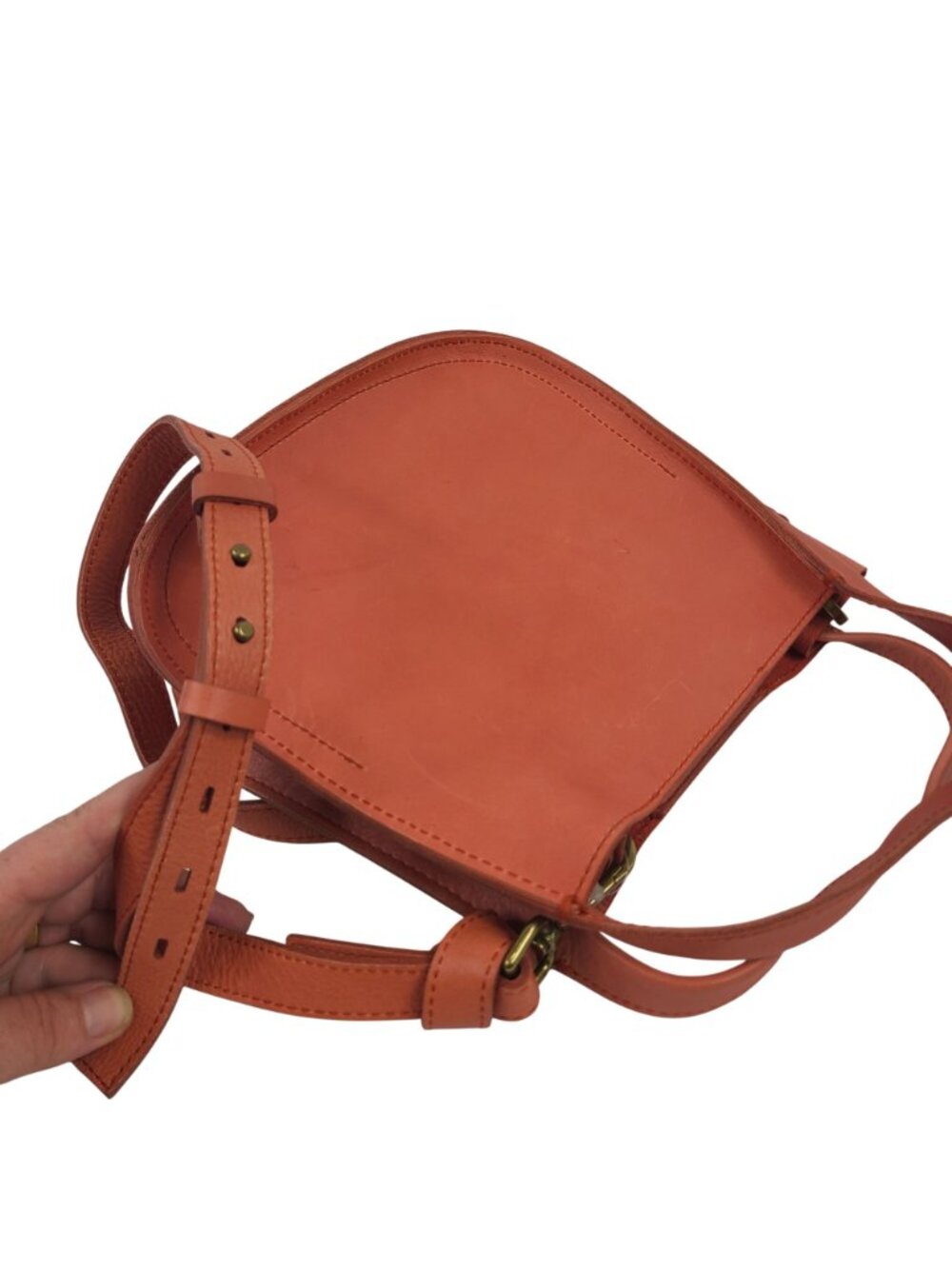 NEW Madewell Small Leather Crossbody Bag In Burnt Orange Brass Hardware - Picture 5 of 9